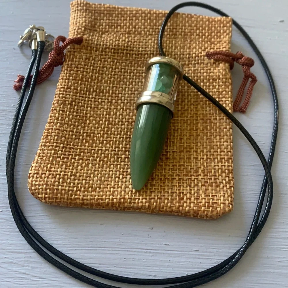 Crystal Bullet Pendant Mens Crystal Necklace Aventurine Necklace Unisex Necklace